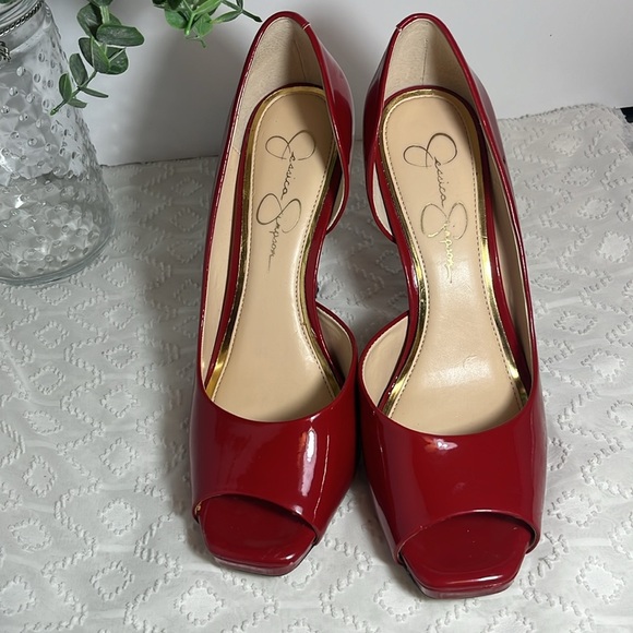 Jessica Simpson Red Heels Women Size 10 Shoes - Picture 4 of 9
